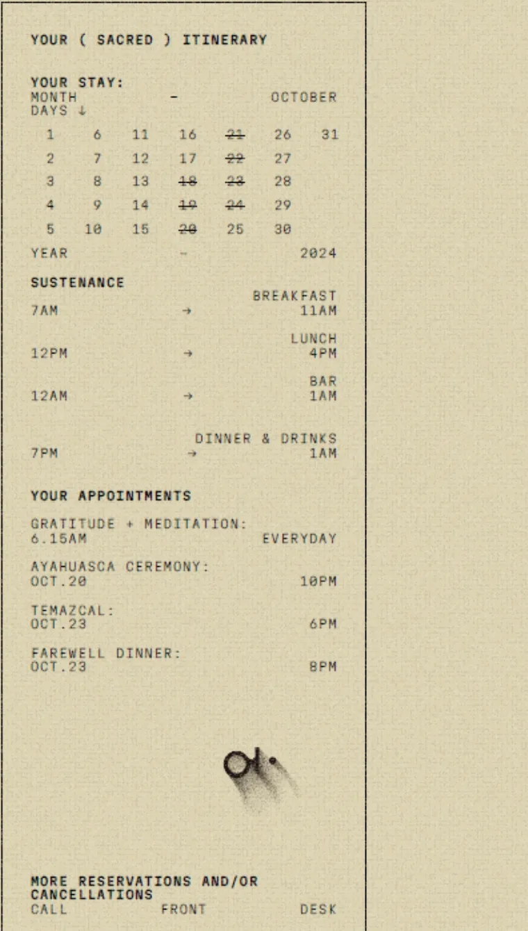 Itinerario impreso en papel claro